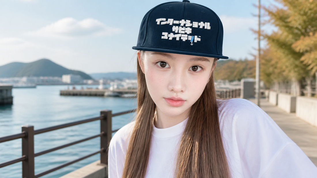 SABIKIカナロゴ スナップバックを着用した女性の釣りと街のスタイル