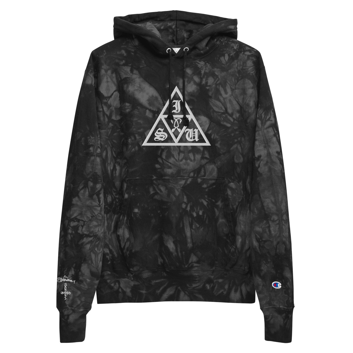 Unisex Champion tie-dye hoodie.