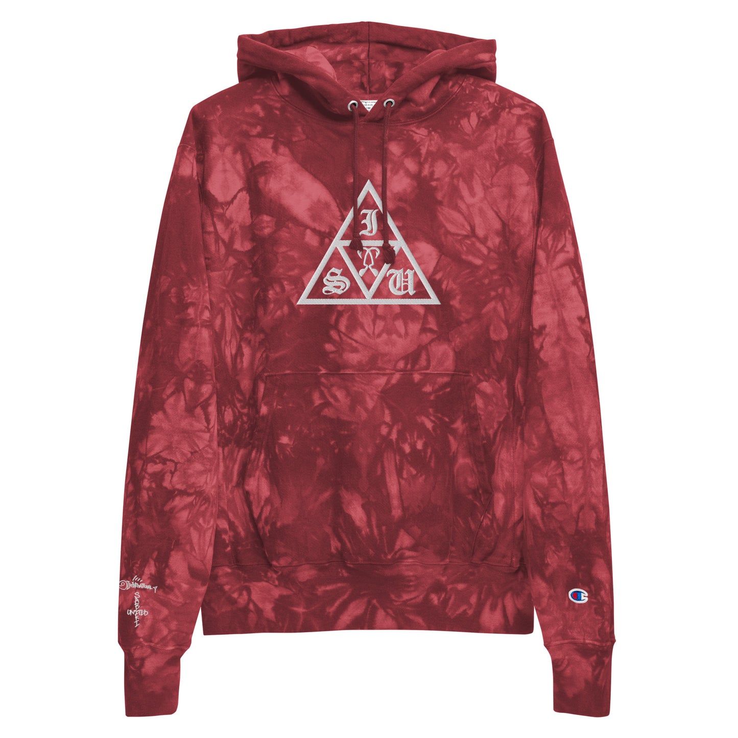 Unisex Champion tie-dye hoodie.