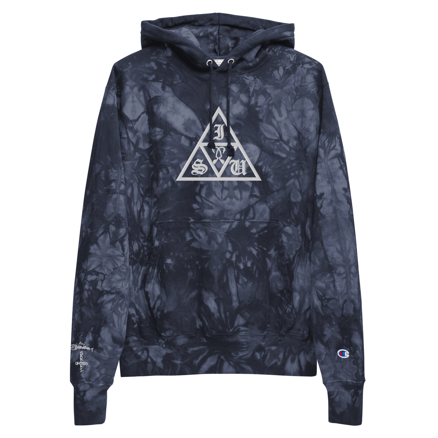 Unisex Champion tie-dye hoodie.