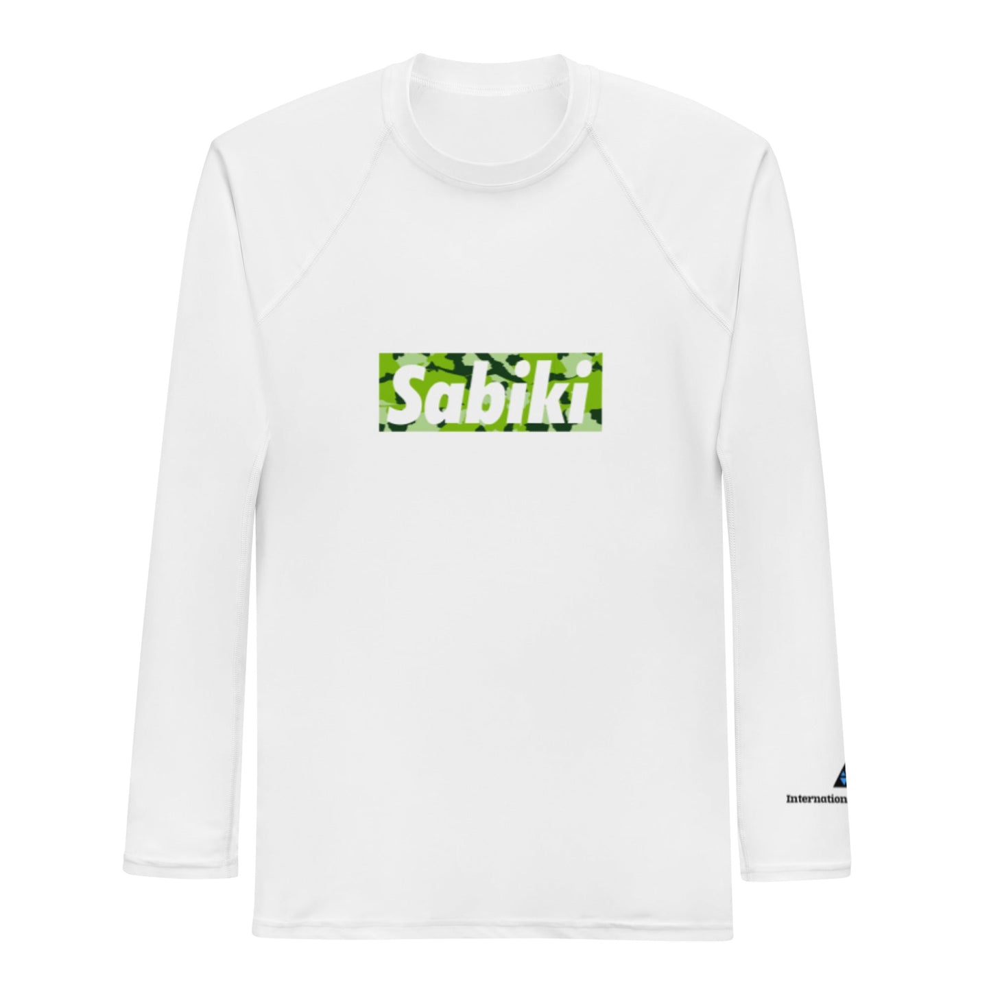 ホワイトのSABIKIカモボックス ラッシュガード単品（正面）