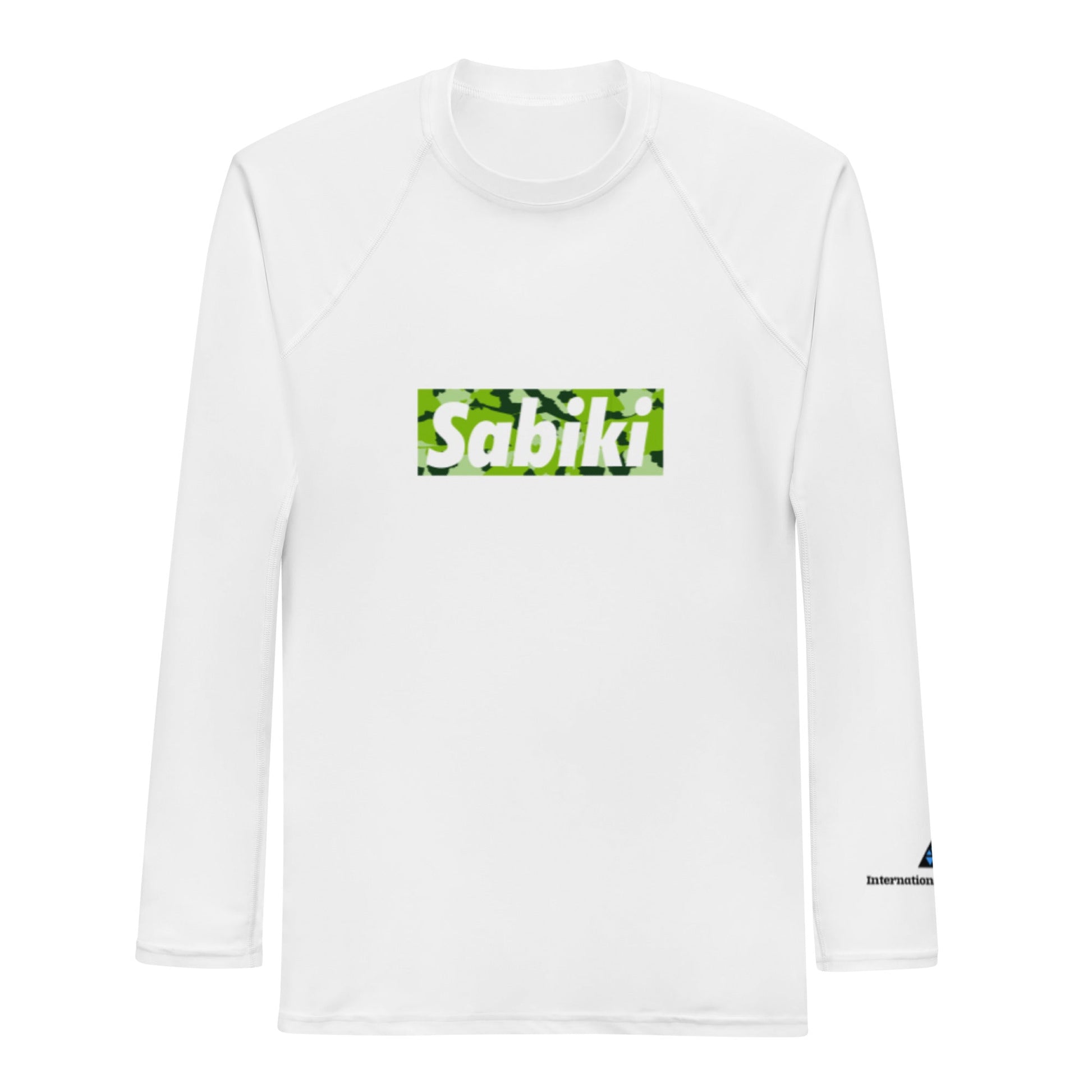 ホワイトのSABIKIカモボックス ラッシュガード単品（正面）