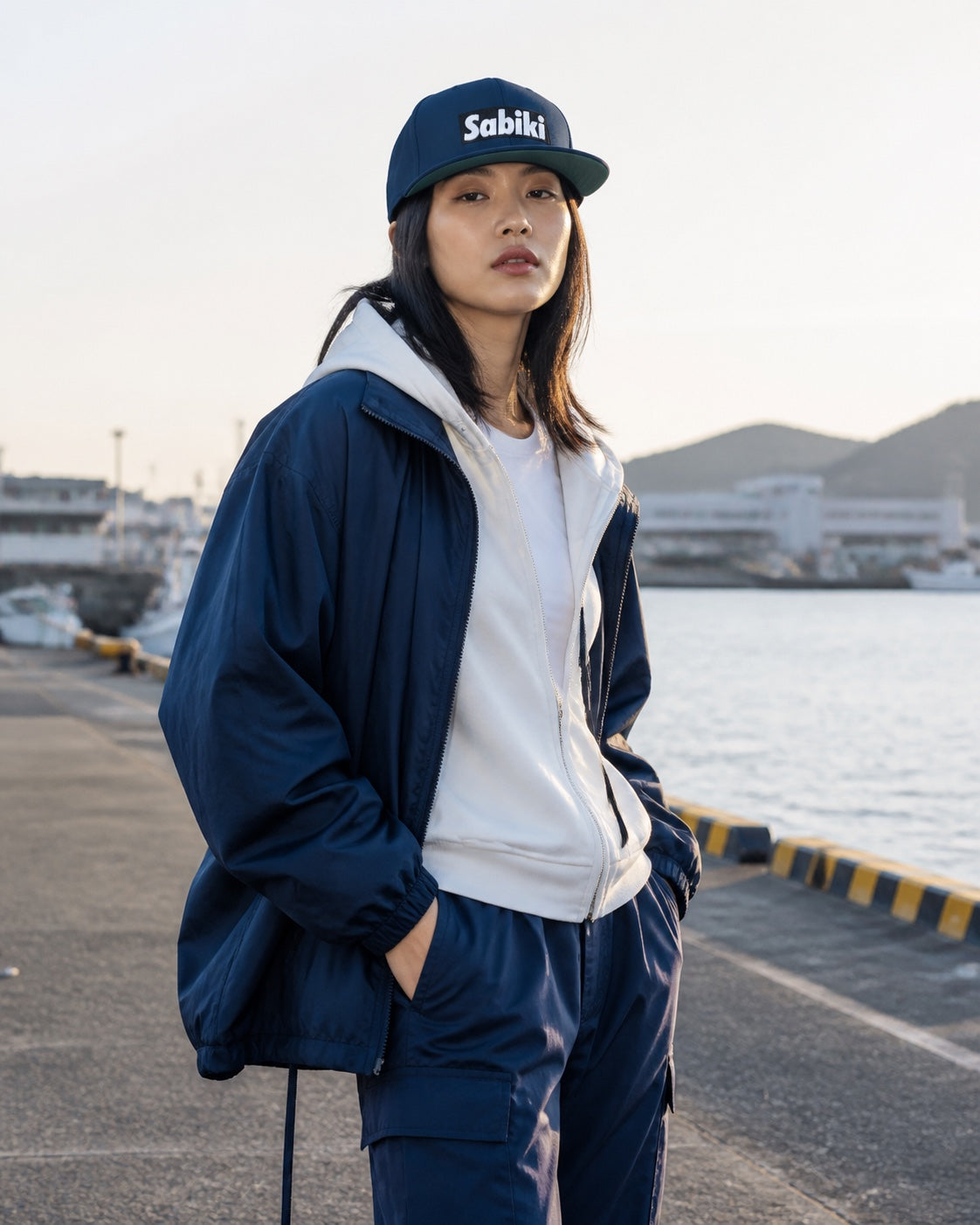SABIKIスナップバックを着用する女性