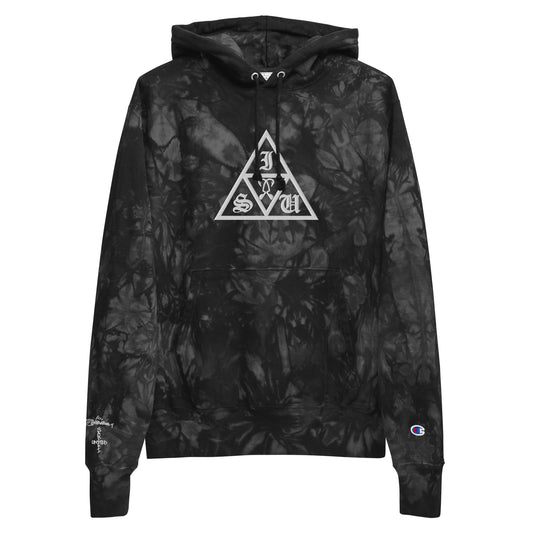 Unisex Champion tie-dye hoodie.